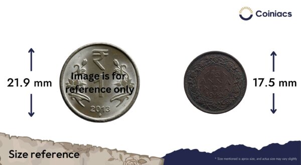 1/12 Anna George VI King & Emperor Scarce 1942 Bombay Mint Bronze Coin, British India Uniform Coinage, Collectible. - Image 4