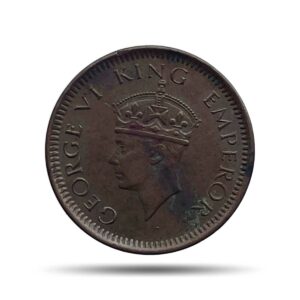 1/12 Anna George VI King & Emperor Scarce 1942 Bombay Mint Bronze Coin, British India Uniform Coinage, Collectible.