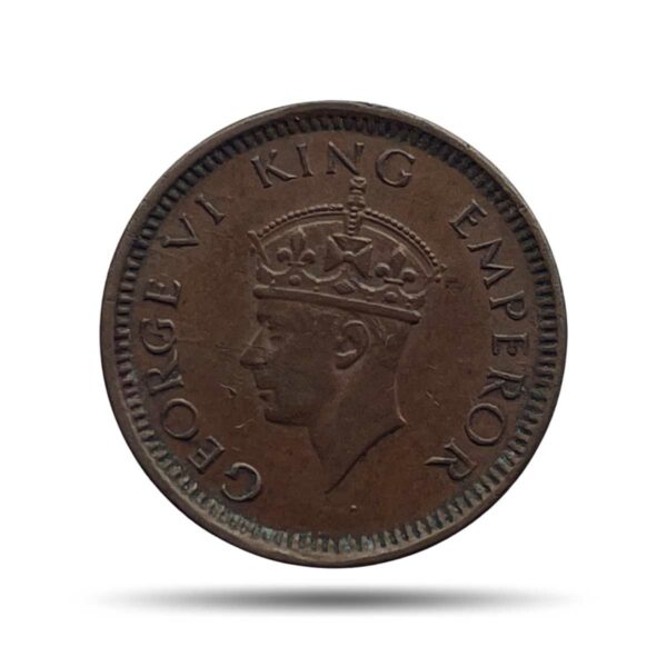 1/12 Anna George VI King & Emperor Scarce 1942 Bombay Mint Bronze Coin, British India Uniform Coinage, Collectible.