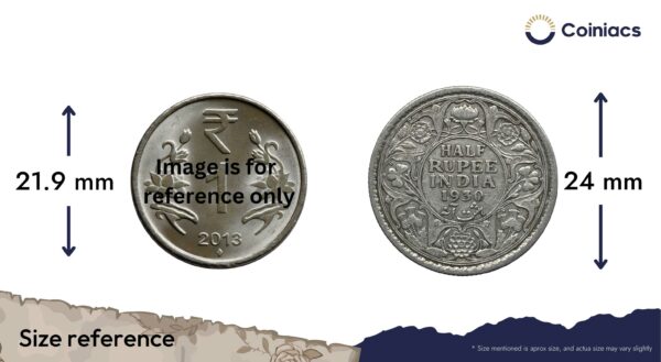 Scarce Half Rupee George V King Emperor 1930 (Key Date) Calcutta Mint Silver Coin, British India Uniform Coinage, Collectible. - Image 4