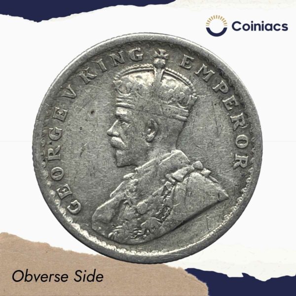 Scarce Half Rupee George V King Emperor 1930 (Key Date) Calcutta Mint Silver Coin, British India Uniform Coinage, Collectible. - Image 2