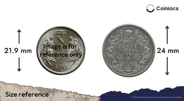 Scarce Half Rupee George V King Emperor 1930 (Key Date) Calcutta Mint Silver Coin, British India Uniform Coinage, Collectible. - Image 4