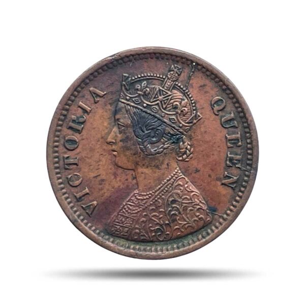 1/2 Pice Victoria Queen 1862 Copper Coin, British India Uniform Coinage, Collectible.