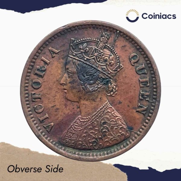 1/2 Pice Victoria Queen 1862 Copper Coin, British India Uniform Coinage, Collectible. - Image 2