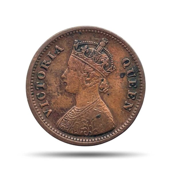 1/2 Pice Victoria Queen 1862 Copper Coin, British India Uniform Coinage, Collectible.