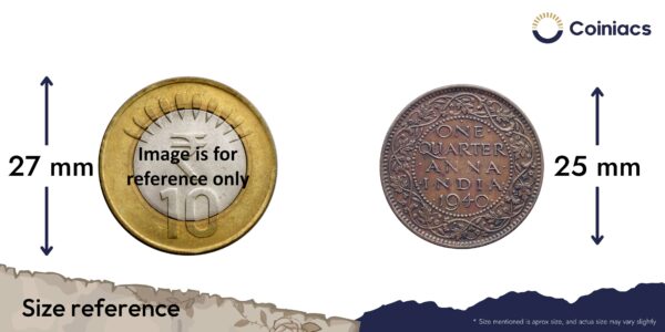 Scarce Quarter Anna George VI King Emperor 1940 Young Head (Head Type 1) Bombay Mint Bronze Coin, British India Uniform Coinage, Collectable. - Image 4