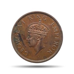 Scarce Quarter Anna George VI King Emperor 1939 Mature Head (Head Type 2) Calcutta Mint Bronze Coin, British India Uniform Coinage, Collectable.