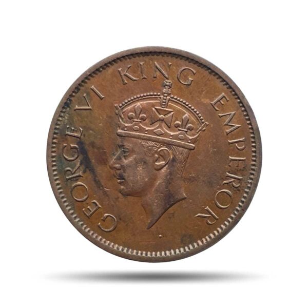 Scarce Quarter Anna George VI King Emperor 1939 Mature Head (Head Type 2) Calcutta Mint Bronze Coin, British India Uniform Coinage, Collectable.