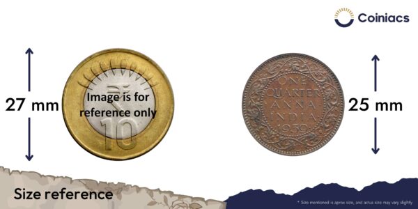 Scarce Quarter Anna George VI King Emperor 1939 Mature Head (Head Type 2) Calcutta Mint Bronze Coin, British India Uniform Coinage, Collectable. - Image 4