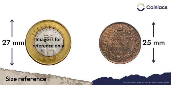 Quarter Anna George VI King Emperor 1938 Bombay Mint Bronze Coin, British India Uniform Coinage, UNC. - Image 4