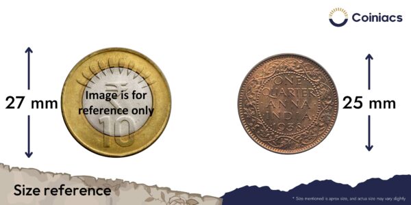Quarter Anna George VI King Emperor 1938 Bombay Mint Bronze Coin, British India Uniform Coinage, UNC. - Image 4
