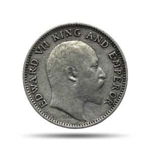 Scarce 1/4 Rupee Edward VII King And Emperor 1905 Calcutta Mint Silver Coin, British India Uniform Coinage, Collectible.