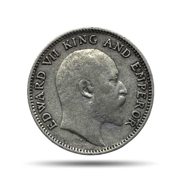 Scarce 1/4 Rupee Edward VII King And Emperor 1905 Calcutta Mint Silver Coin, British India Uniform Coinage, Collectible.