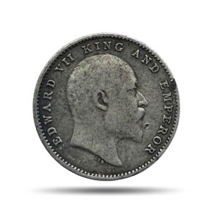 Two Annas Edward VII King And Emperor 1903 Calcutta Mint Silver Coin, British India Uniform Coinage, Collectible.