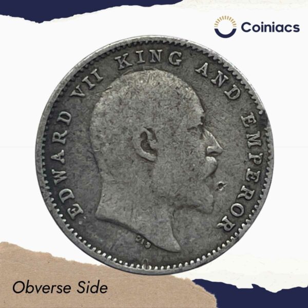Two Annas Edward VII King And Emperor 1903 Calcutta Mint Silver Coin, British India Uniform Coinage, Collectible. - Image 2