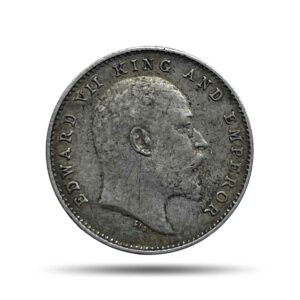 Two Annas Edward VII King And Emperor 1904 Calcutta Mint Silver Coin, British India Uniform Coinage, Collectible.
