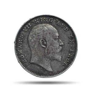 Two Annas Edward VII King And Emperor 1905 Calcutta Mint Silver Coin, British India Uniform Coinage, Collectible.