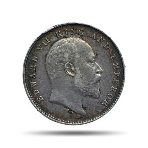 Two Annas Edward VII King And Emperor 1908 Bombay Mint Silver Coin, British India Uniform Coinage, Collectible.