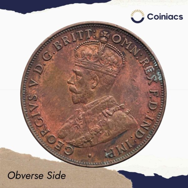 1 Penny George V 1916 Copper Coin, Commonwealth of Australia, Collectible. - Image 2