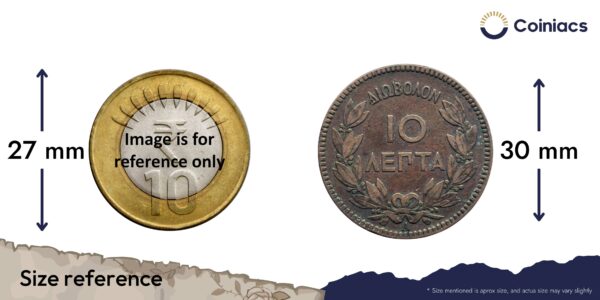 10 Lepta George I 1882 CE Monnaie de Paris Mint Bronze Coin, Greece, Collectible. - Image 4