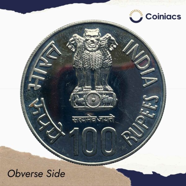 100 Rupees C. Subramaniam Birth Centenary 1910-2010 Mumbai Mint Silver Commemorative Coin, Republic India Decimal Series, UNC - Image 2