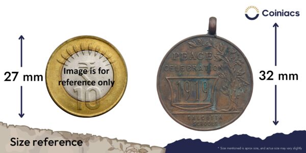 Scarce Peace Celebration 1919 Calcutta Schools Medal, Bronze, Collectible. - Image 4