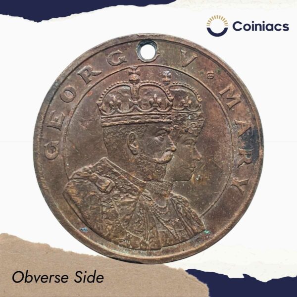 Scarce Peace Celebration 1919 Calcutta Schools Medal, Bronze, Collectible. - Image 2