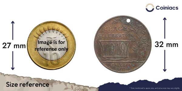 Scarce Peace Celebration 1919 Calcutta Schools Medal, Bronze, Collectible. - Image 4