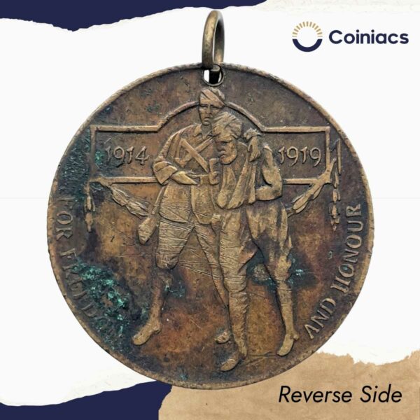 Scarce George V FOR FREEDOM AND HONOUR 1914-1919 Medal, Bronze, Fine. - Image 3