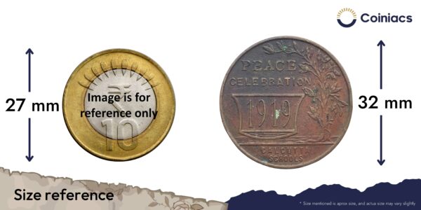 Scarce Peace Celebration 1919 Calcutta Schools Medal, Bronze, Collectible. - Image 4