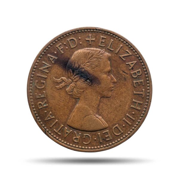 One Penny Elizabeth II 1966 Bronze Coin, United Kingdom, Collectible.