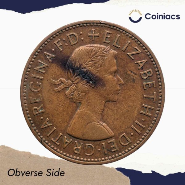 One Penny Elizabeth II 1966 Bronze Coin, United Kingdom, Collectible. - Image 2