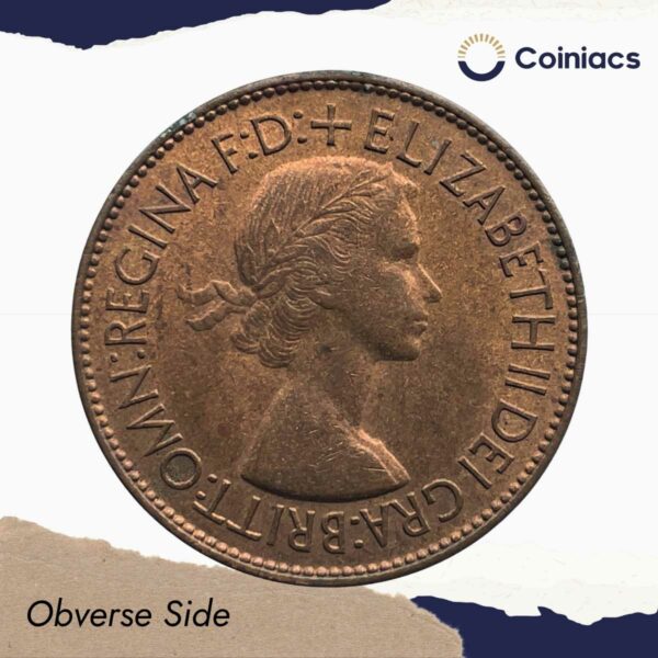 One Penny Elizabeth II 1953 Bronze Coin, United Kingdom, Collectible. - Image 2