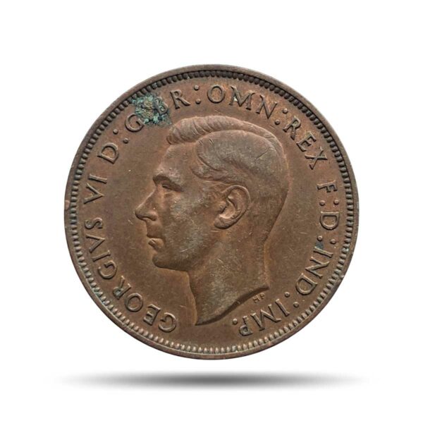 One Penny George VI 1947 Bronze Coin, United Kingdom, Collectible.