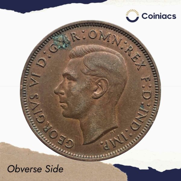 One Penny George VI 1947 Bronze Coin, United Kingdom, Collectible. - Image 2