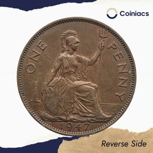 One Penny George VI 1947 Bronze Coin, United Kingdom, Collectible. - Image 3