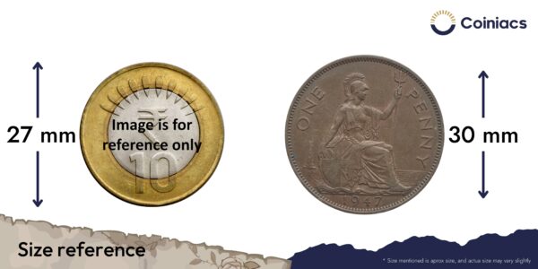 One Penny George VI 1947 Bronze Coin, United Kingdom, Collectible. - Image 4