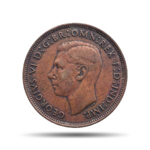 One Penny George VI 1945 Bronze Coin, United Kingdom, Collectible.