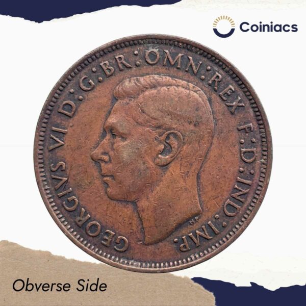 One Penny George VI 1945 Bronze Coin, United Kingdom, Collectible. - Image 2