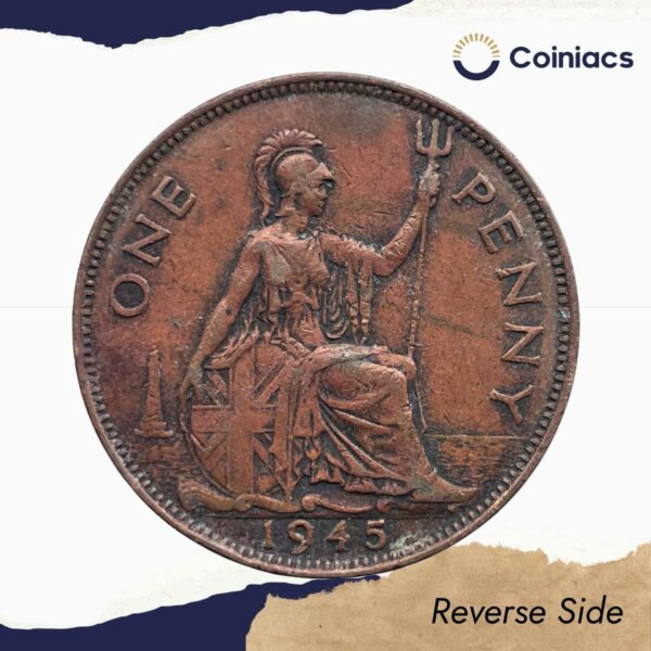 One Penny George VI 1945 Bronze Coin, United Kingdom, Collectible. - Image 3