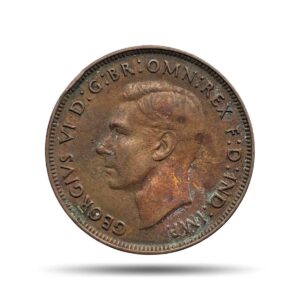 One Penny George VI 1939 Bronze Coin, Australia, Collectible.