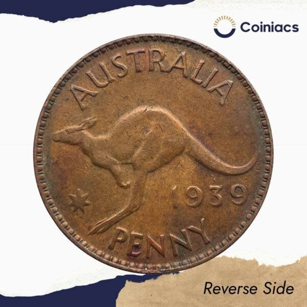 One Penny George VI 1939 Bronze Coin, Australia, Collectible. - Image 3