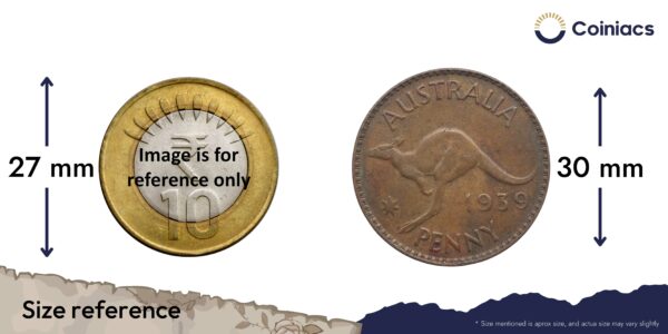 One Penny George VI 1939 Bronze Coin, Australia, Collectible. - Image 4