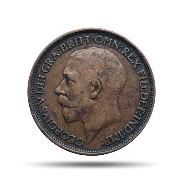 Half Penny George V 1912 Bronze Coin, United Kingdom, Collectible.