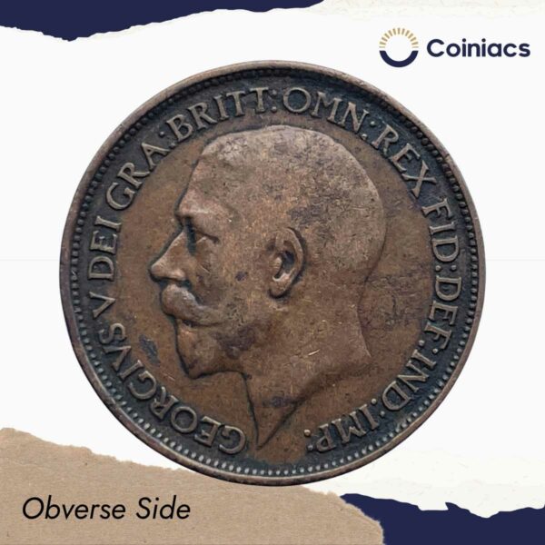 Half Penny George V 1912 Bronze Coin, United Kingdom, Collectible. - Image 2