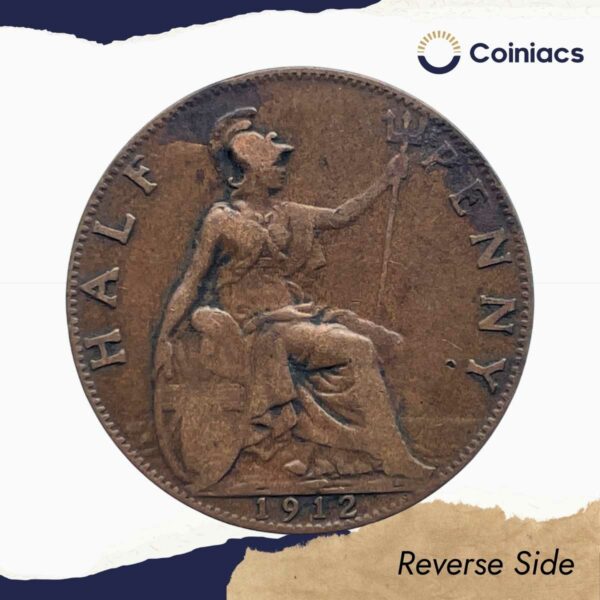 Half Penny George V 1912 Bronze Coin, United Kingdom, Collectible. - Image 3