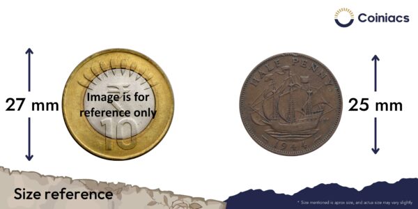Half Penny George VI 1944 Bronze Coin, United Kingdom, Collectible. - Image 4