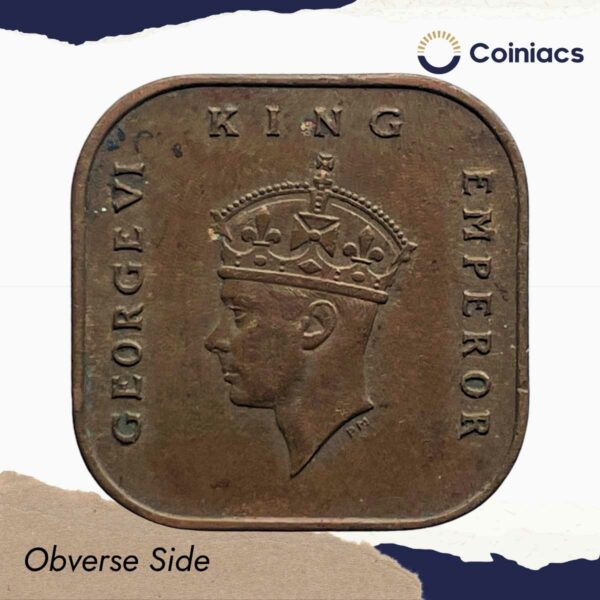 1 Cent George VI 1945 Bronze Coin, Malaya, Collectible. - Image 2