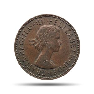 Half Penny Elizabeth II 1960 Bronze Coin, United Kingdom, Collectible.