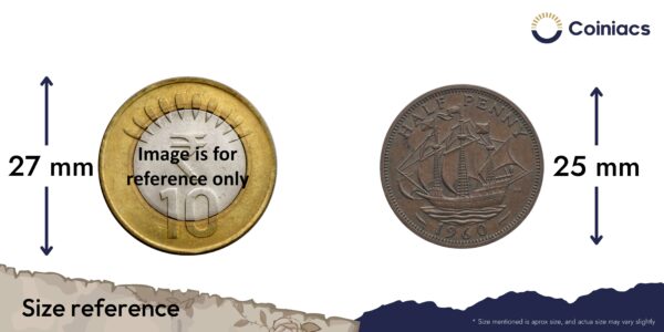 Half Penny Elizabeth II 1960 Bronze Coin, United Kingdom, Collectible. - Image 3